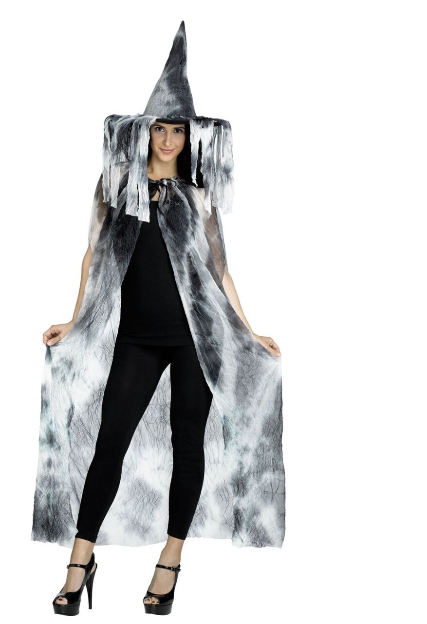 Fun World Girls Black and White Tie Dye Cape and Hat Halloween Costume - One Size